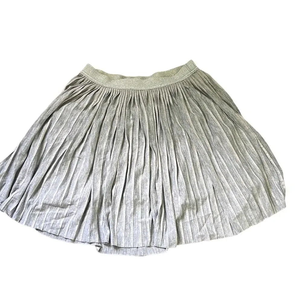 5 for $20 Justice Heathered Gray Shimmer Stripe Pleated A-Line Skirt